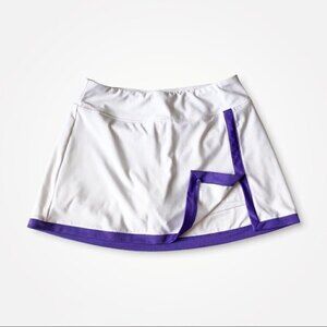 AVIA White & Purple Trim Tennis Athletic Skirt Skort Built In Shorts S